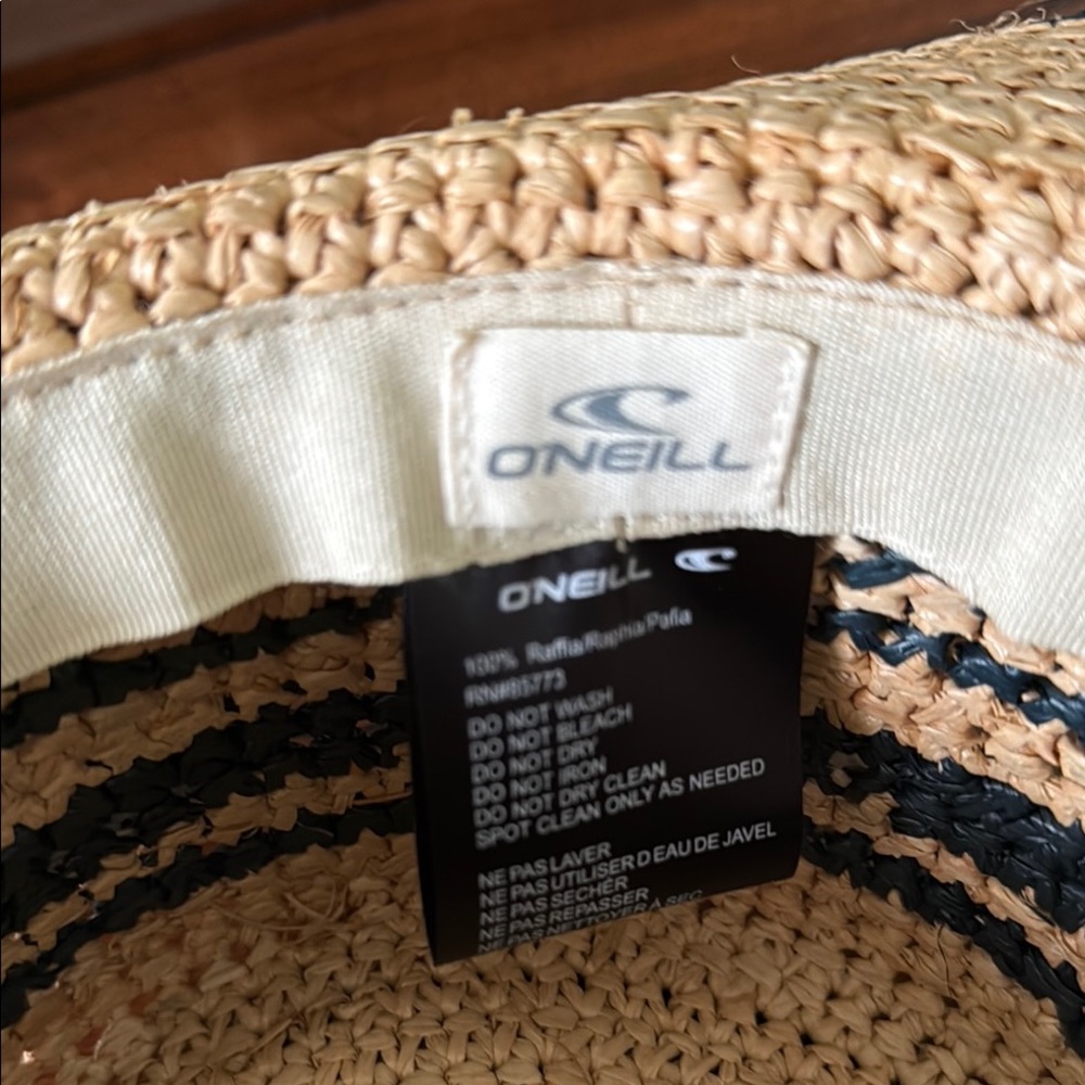O'Neill Woven Straw Hat with Dark Stripes - Picture 3 of 3